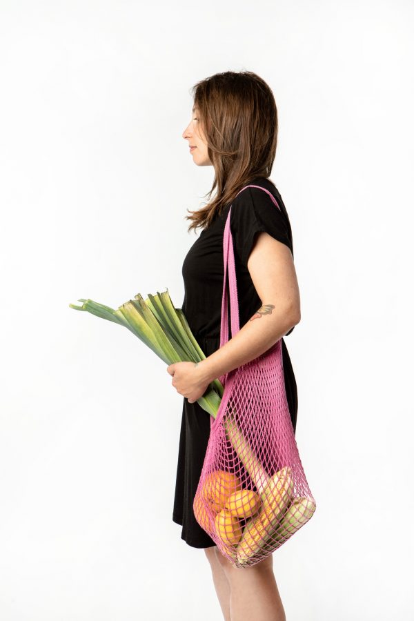torba Bo Weevil, ekologiczna siatka paryżanka na zakupy Różowa
