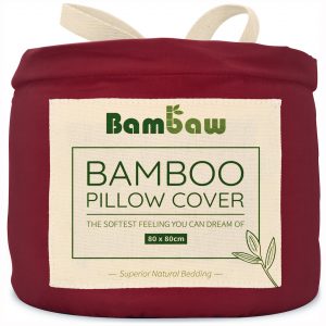 Poszewka na poduszke jedwabna wegańska bambusowa bordowa burgundowa Bambaw 80x80