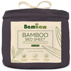 Prześcieradło Bambusowe Bambaw Grafitowe Wegański Jedwab 190x90