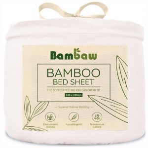Prześcieradło Bambusowe Białe 180x200 Jedwab wegański Bambaw