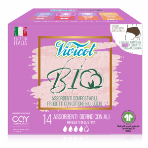 Vivicot Bio, Podpaski higieniczne na dzień ze skrzydełkami z organicznej bawełny - 14 sztuk.